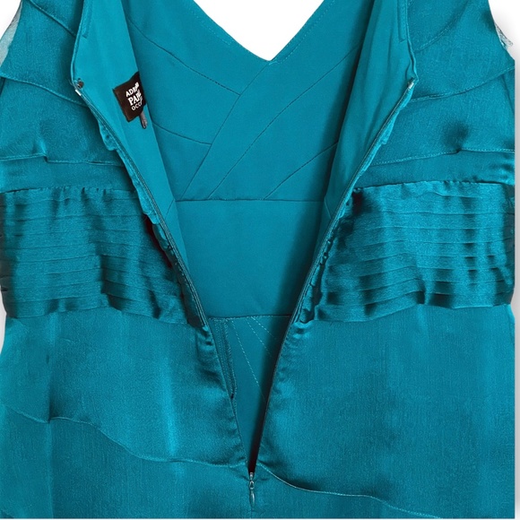 Adrianna Papell Occasions Cascading Tiered Ruffle Chiffon Dress Teal 12 - Picture 7 of 9